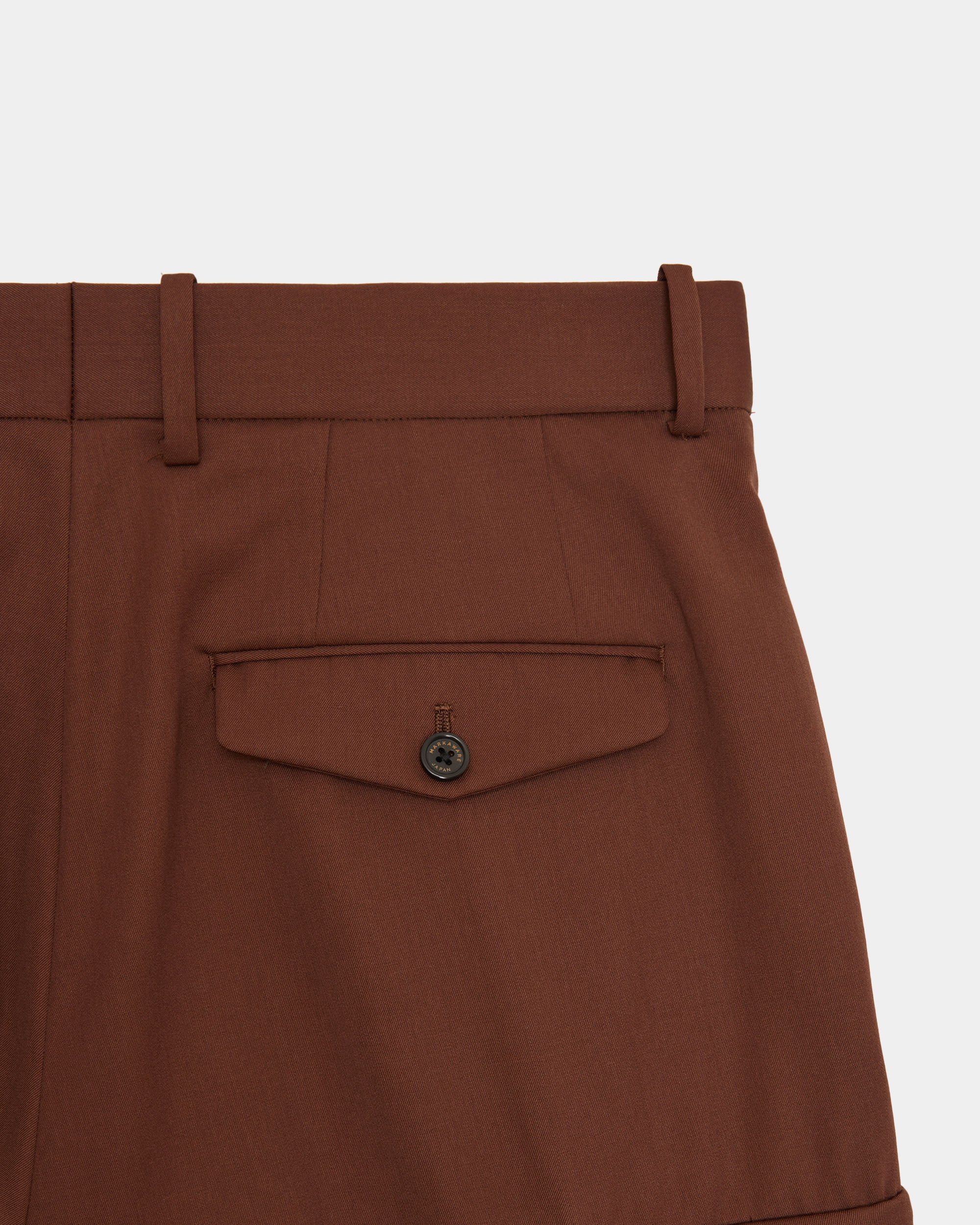 オーガニックウール 2/80 ギャバジン / フラットフロントワイドカーゴトラウザーズ, Dark Bronze