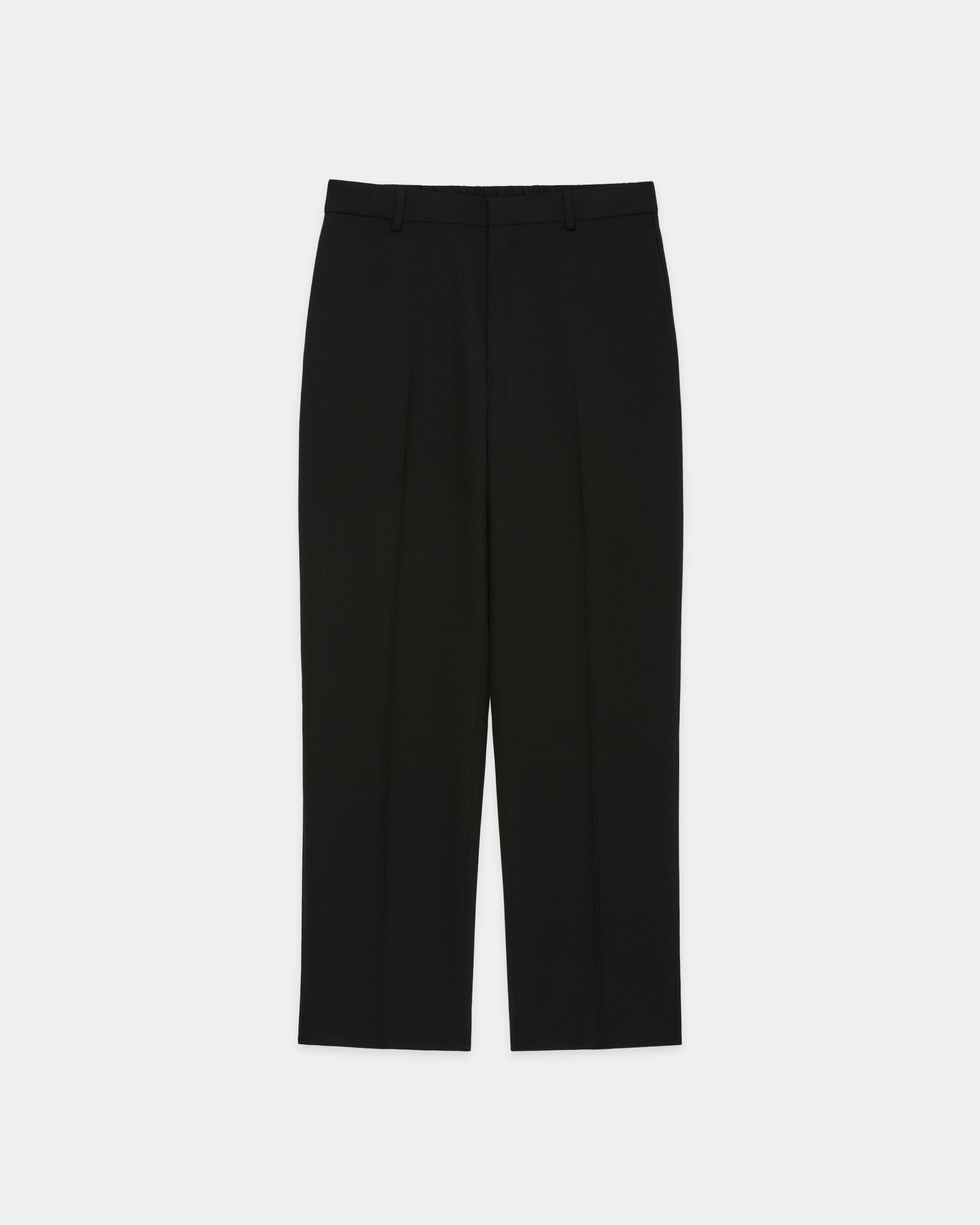 Organic Wool Survival Cloth / Flat Tapered Trousers, Black