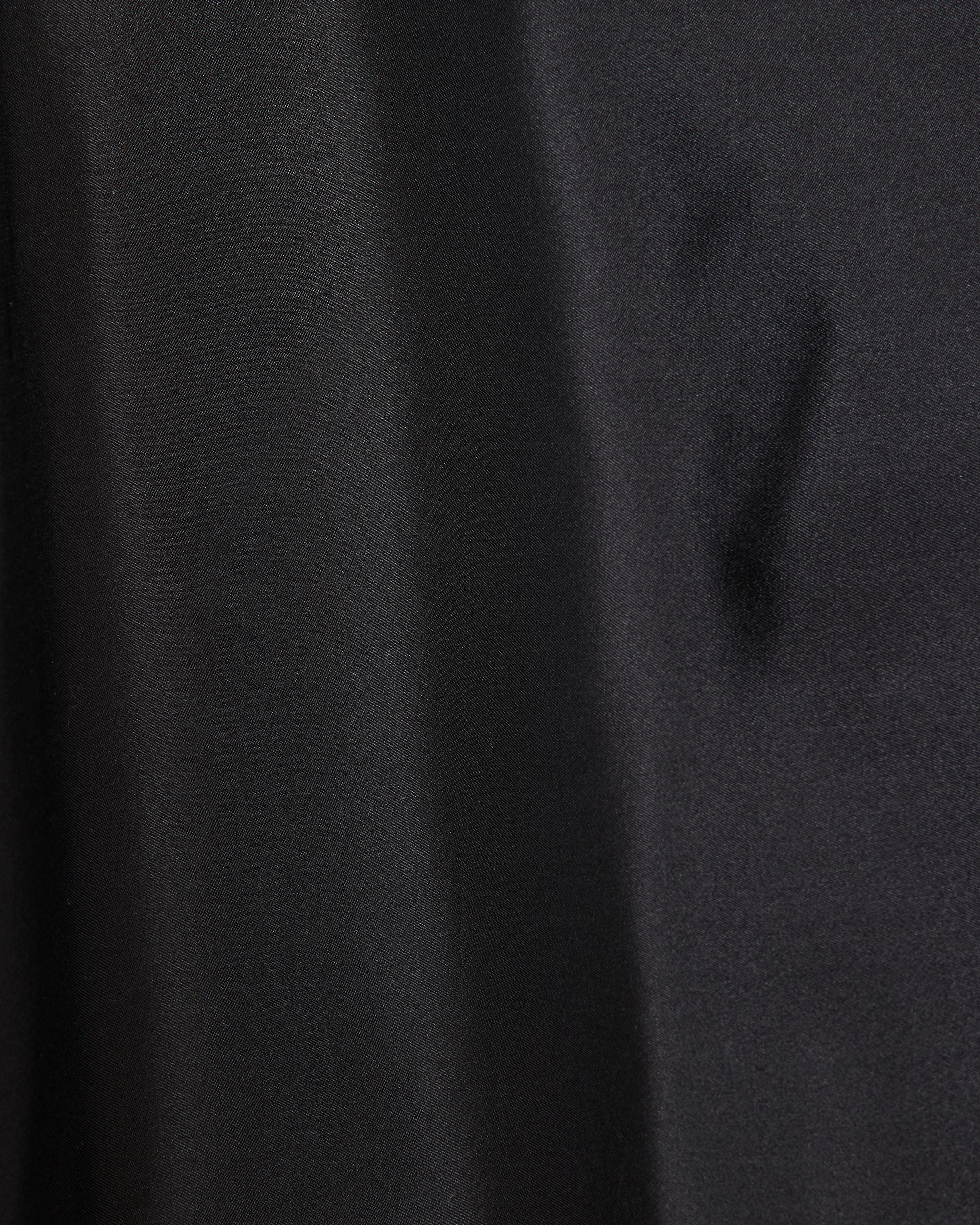 Bratac Silk Back Satin / Italian Open Collar Shirt, Black