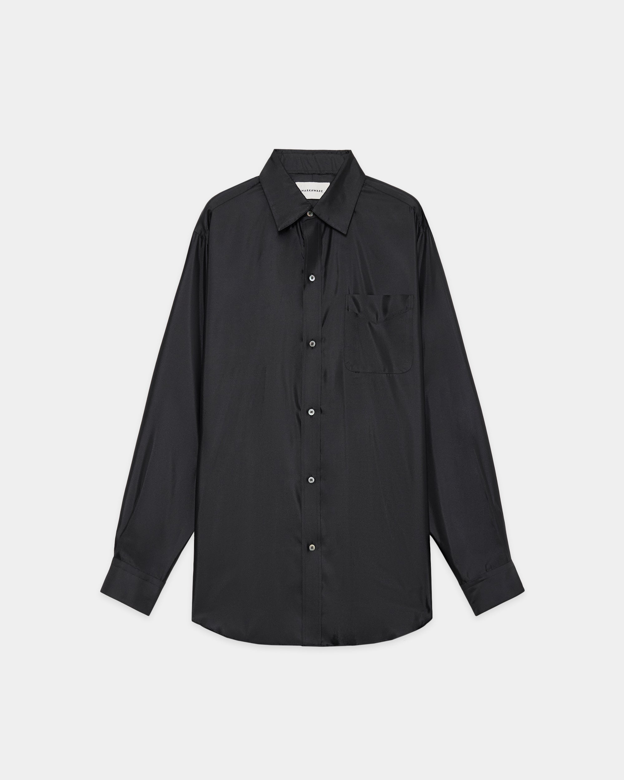 Bratac Silk Back Satin / Regular Fit Dress Shirt, Black