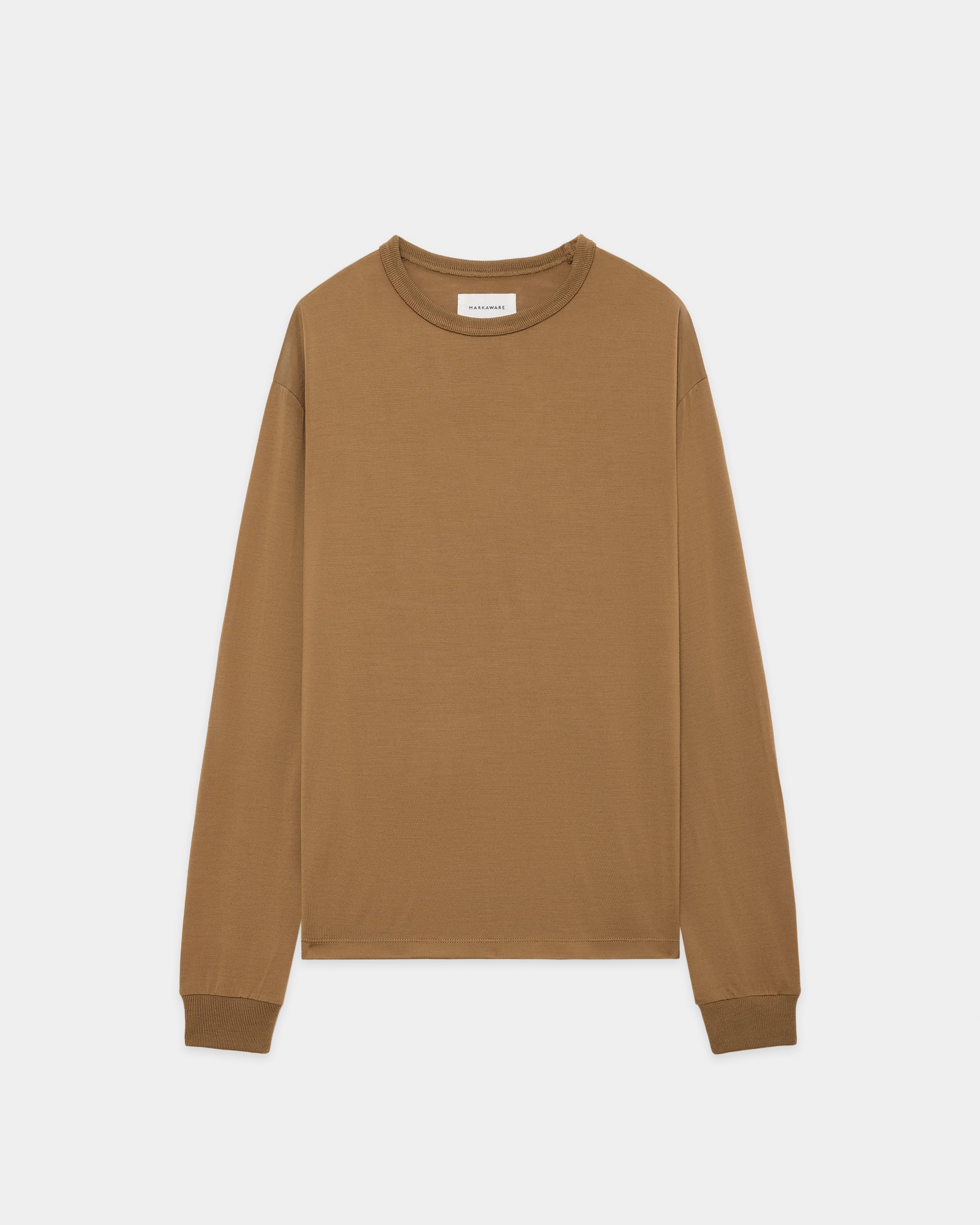 Super 160s Wool Washable Knit / Relaxed Fit L/S Tee, Coyote