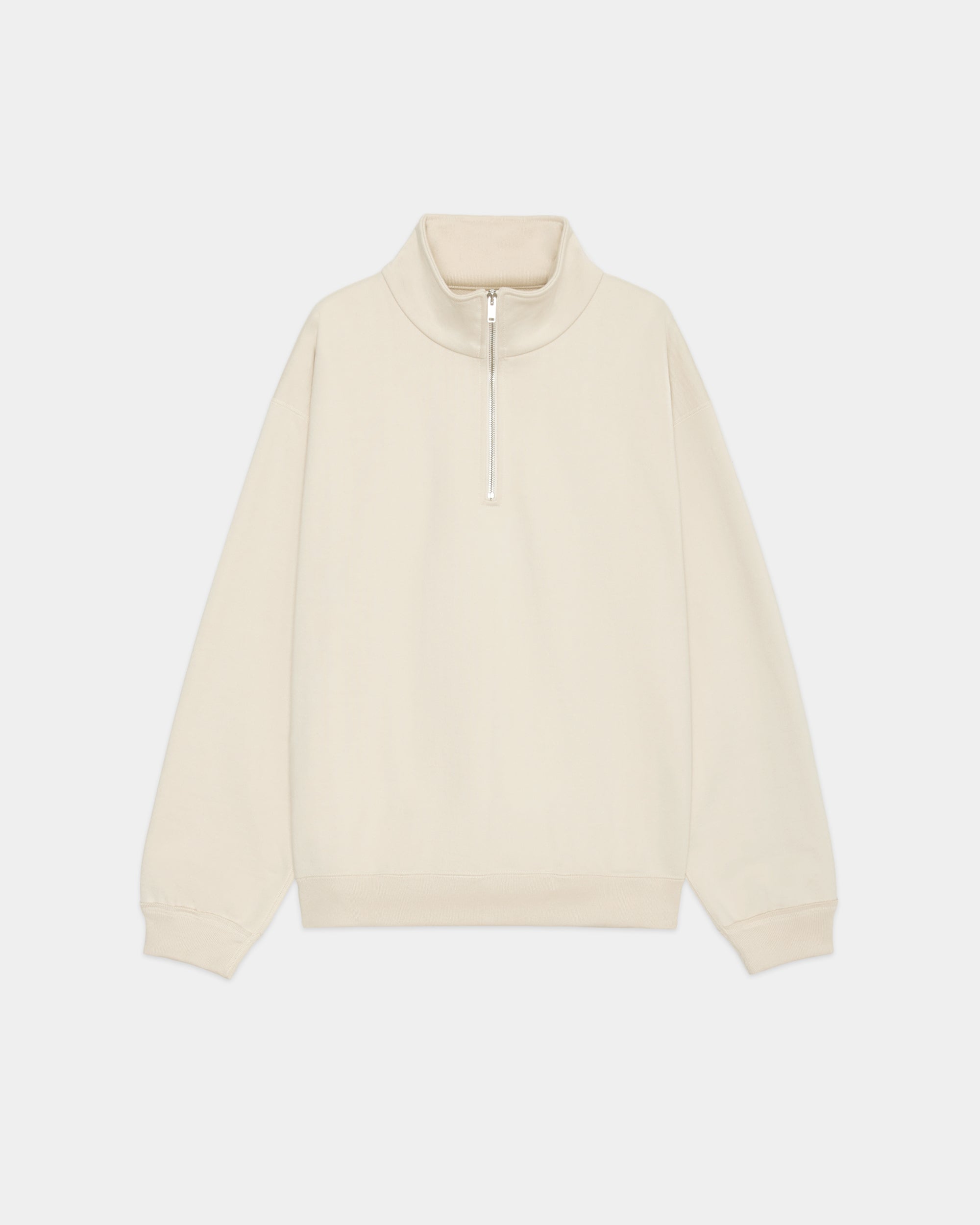 Organic Cotton Heavy Fleece / Comfort Half Zip, Ivory