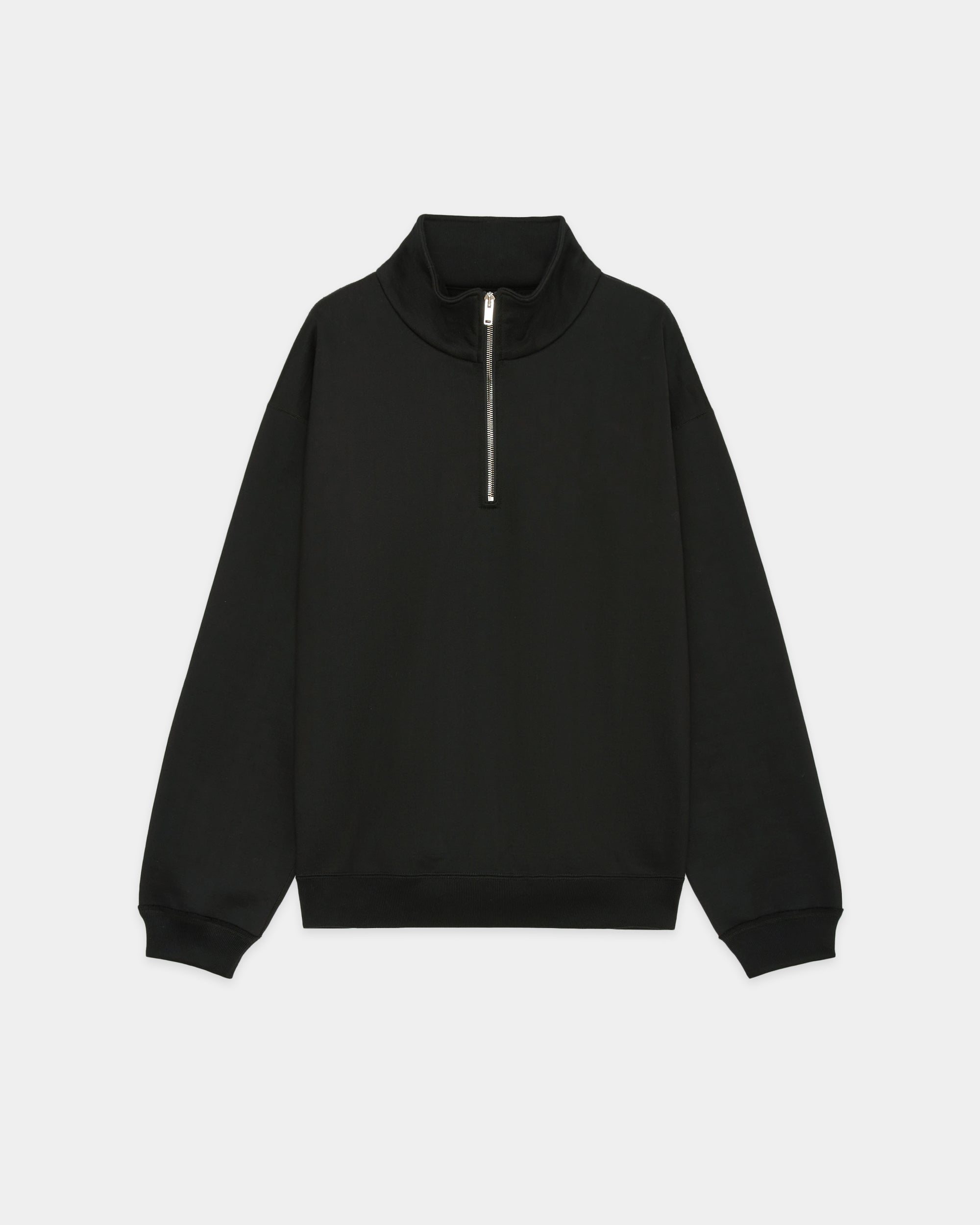 Organic Cotton Heavy Fleece / Comfort Half Zip, Black