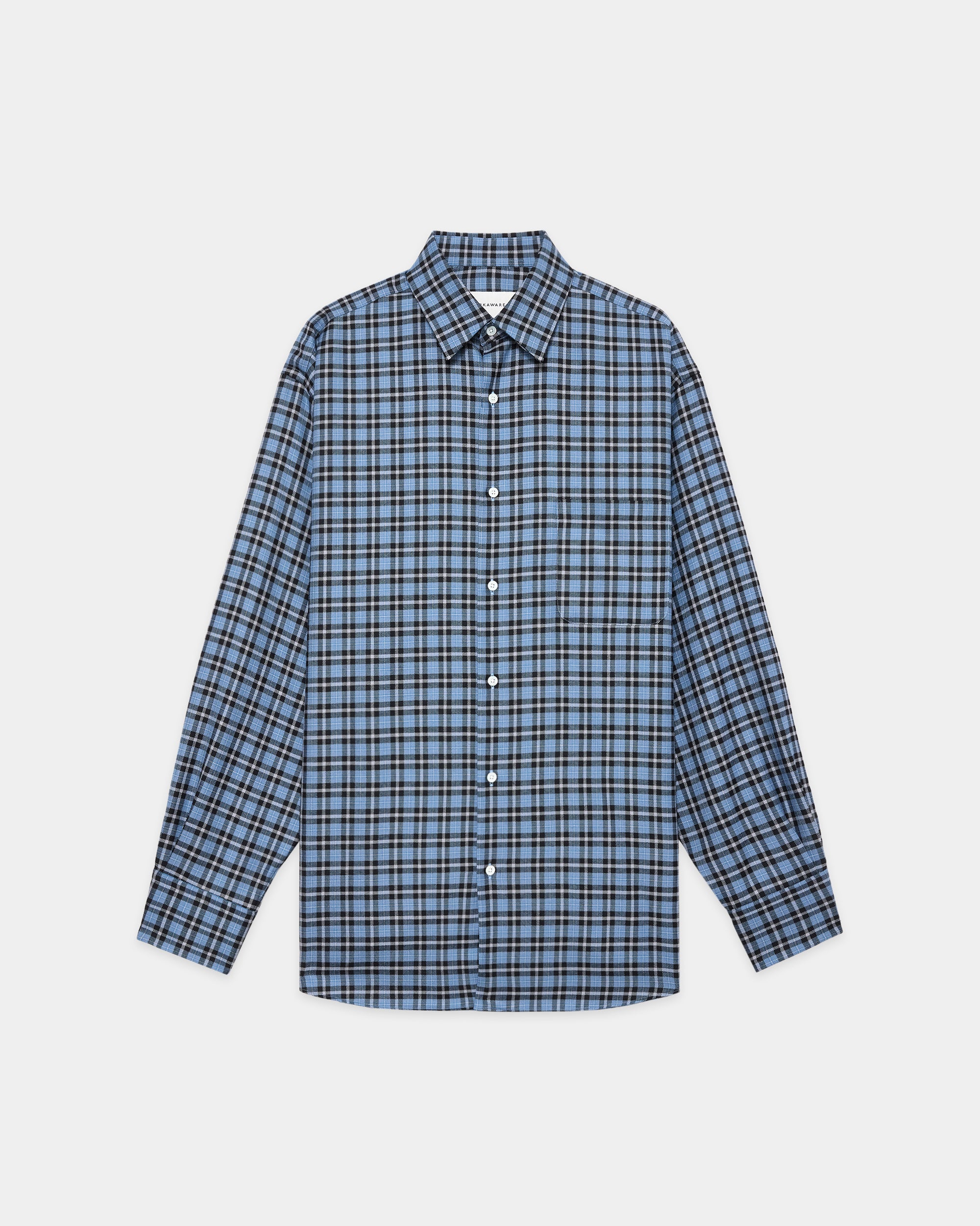 Organic Wool Viyella / Comfort Fit Shirt, Blue Check