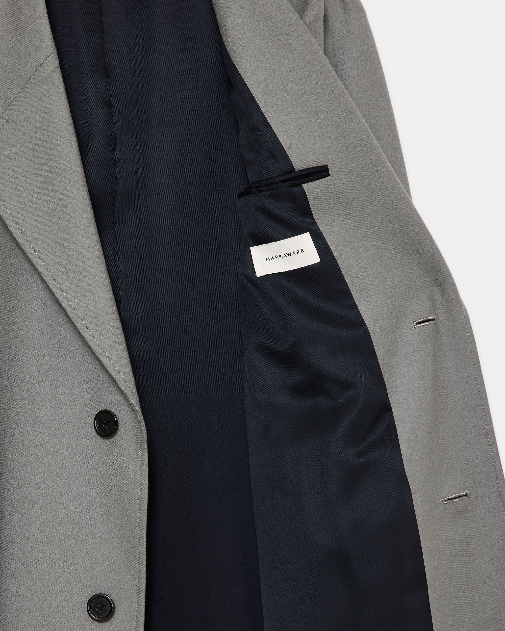 2/2/96 Wool Flannel / Long Overcoat, Steel Gray