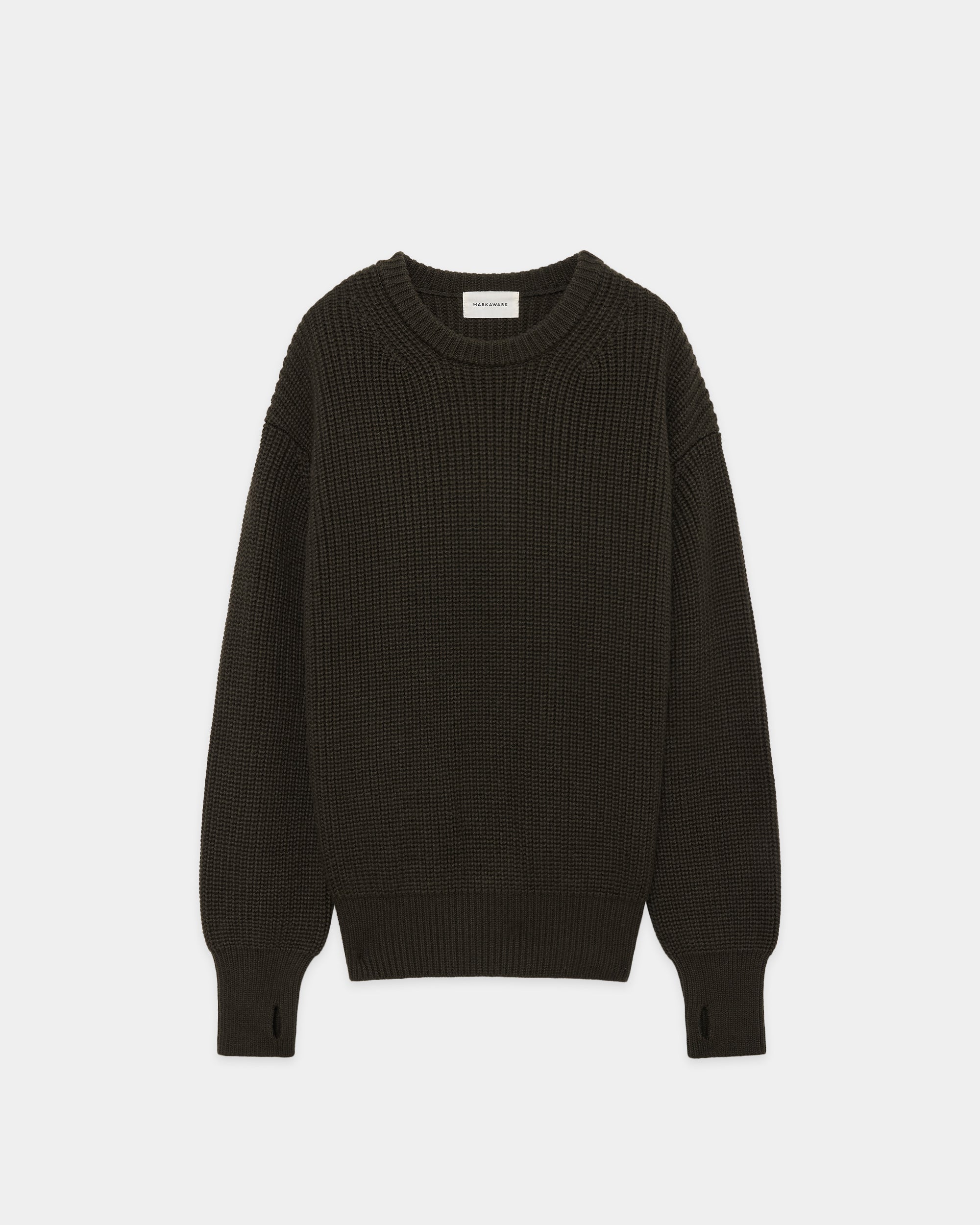 アルパカ16 / リブドクルーネックジャンパー, Dark Olive