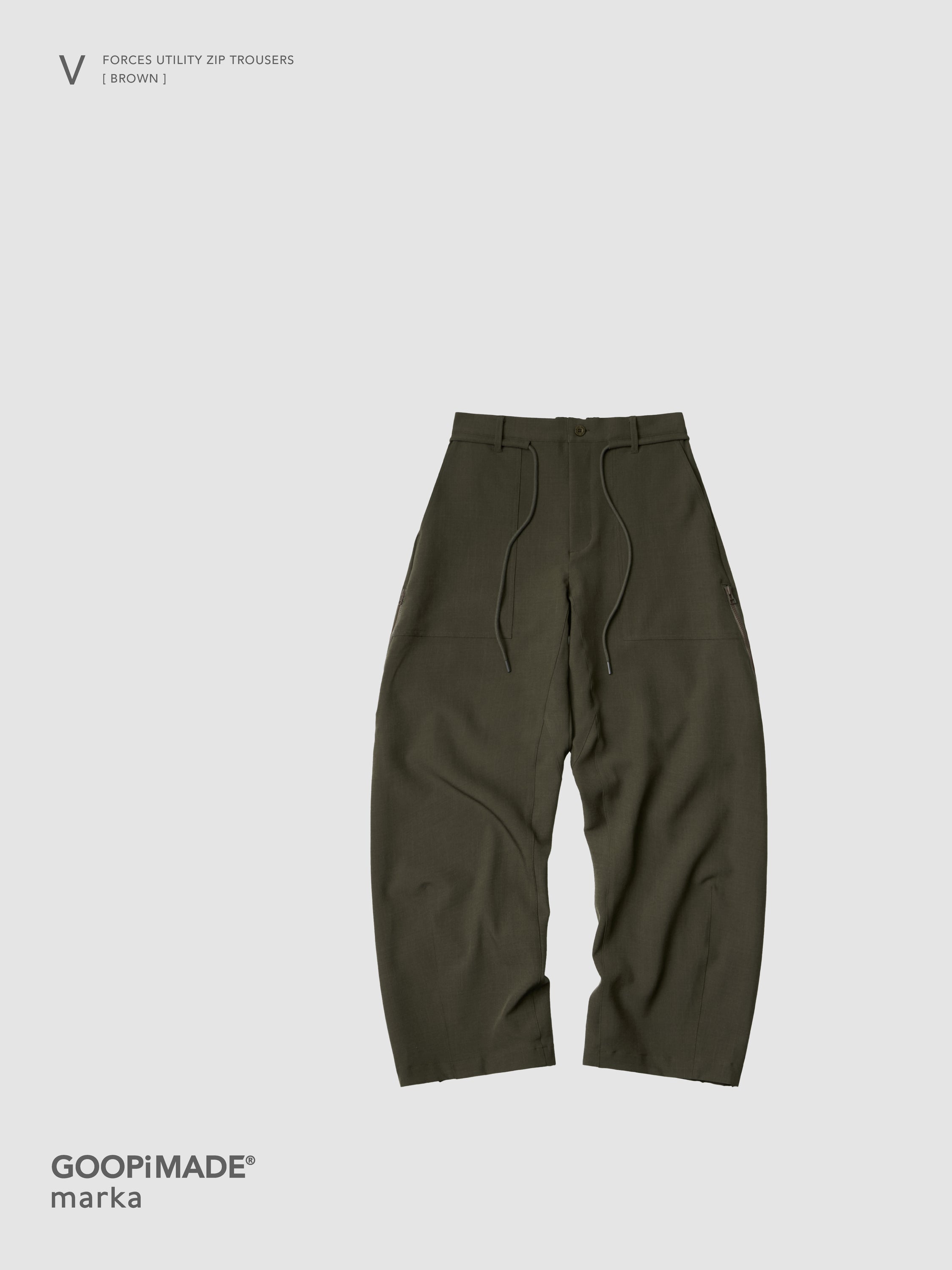 【GOOPiMADE x marka】 V / Forces Utility Zip Trousers, Brown