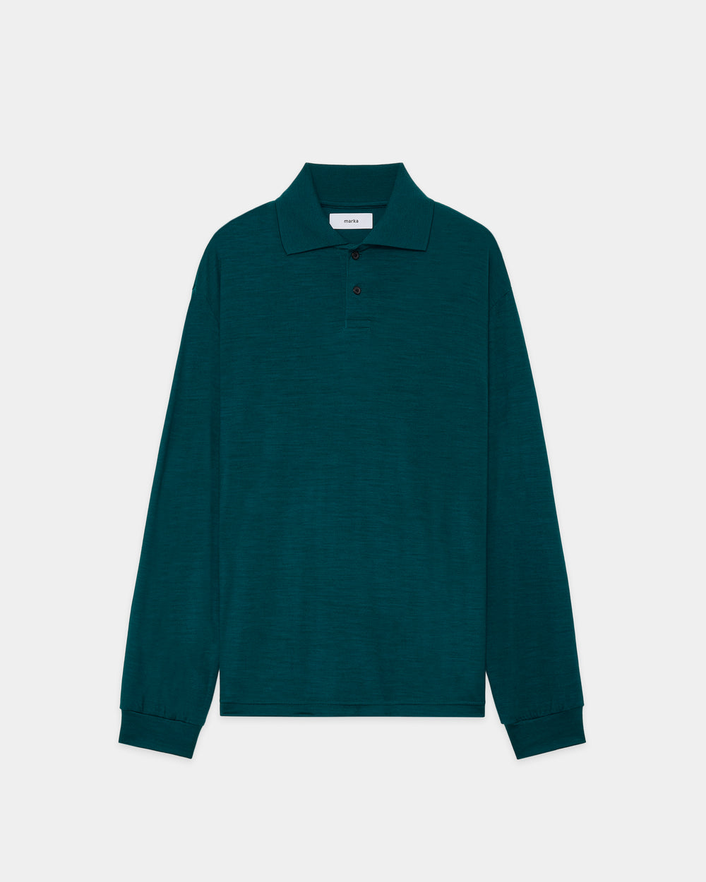 ウォッシャブルウール天竺 / 2ボタンポロL/S Tee, Dark Green