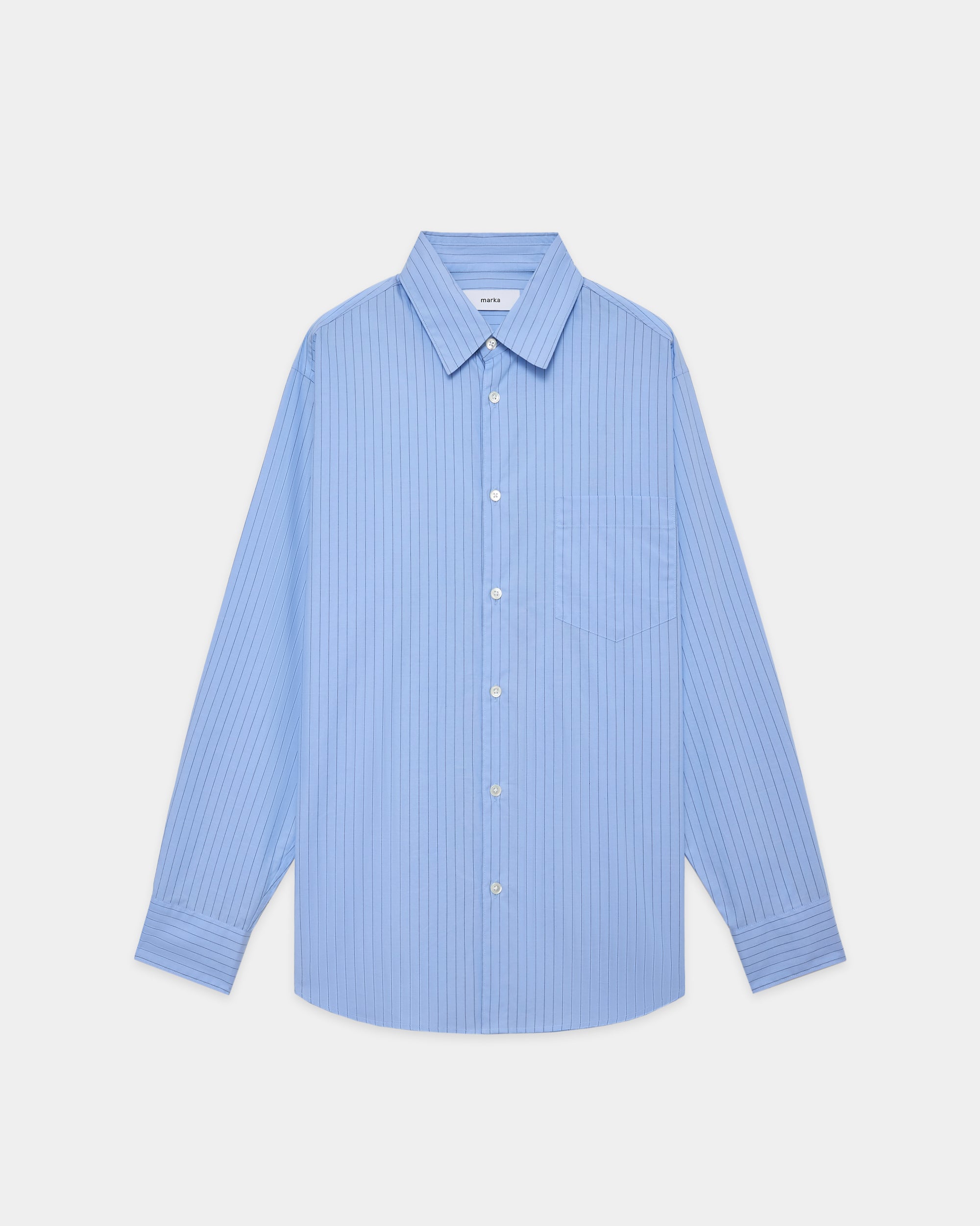 オーガニックコットンストライプ / レギュラーカラーシャツ, Blue Stripe