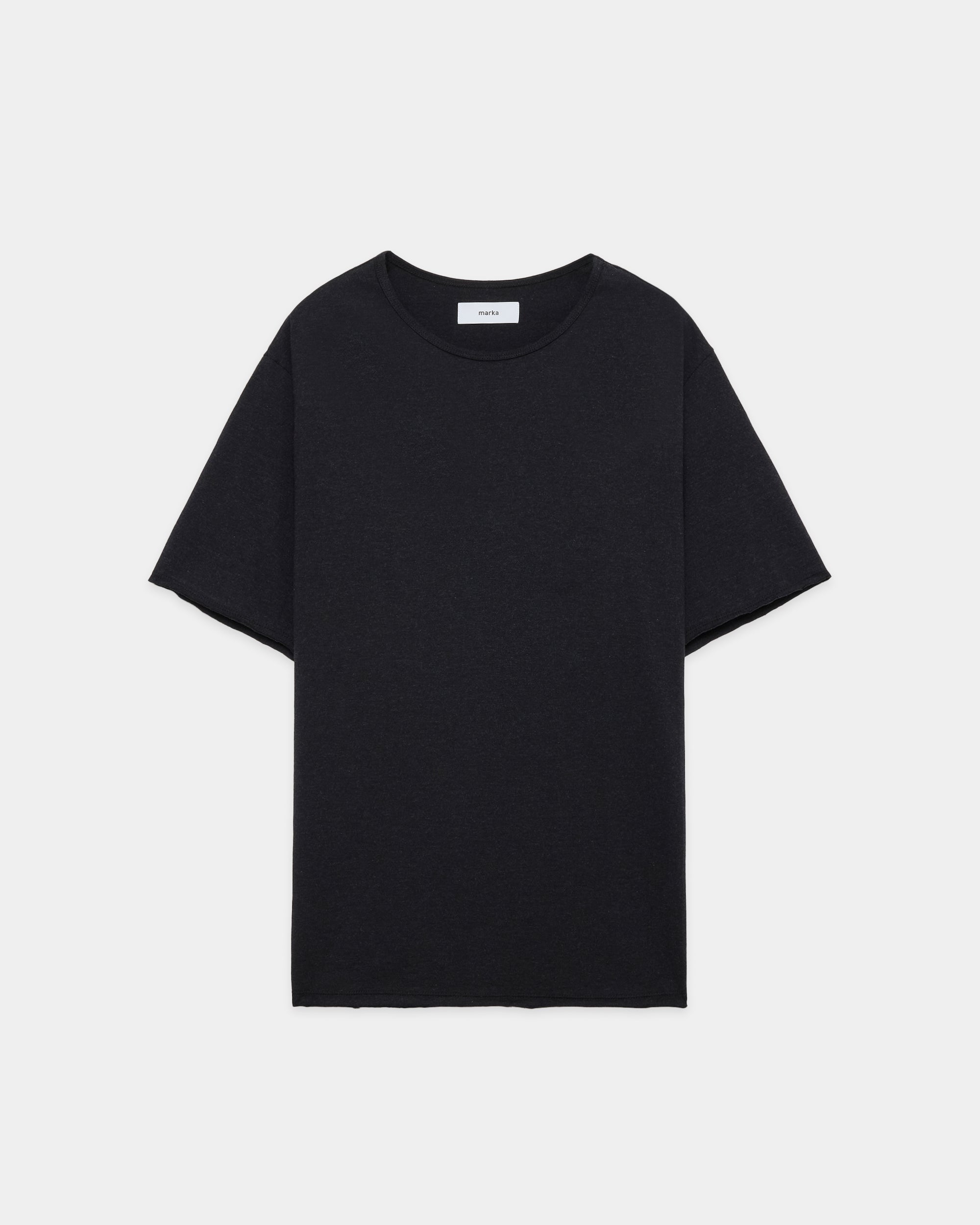 オーガニックコットン40/2天竺 / ナローパイピングTee, Heather Black