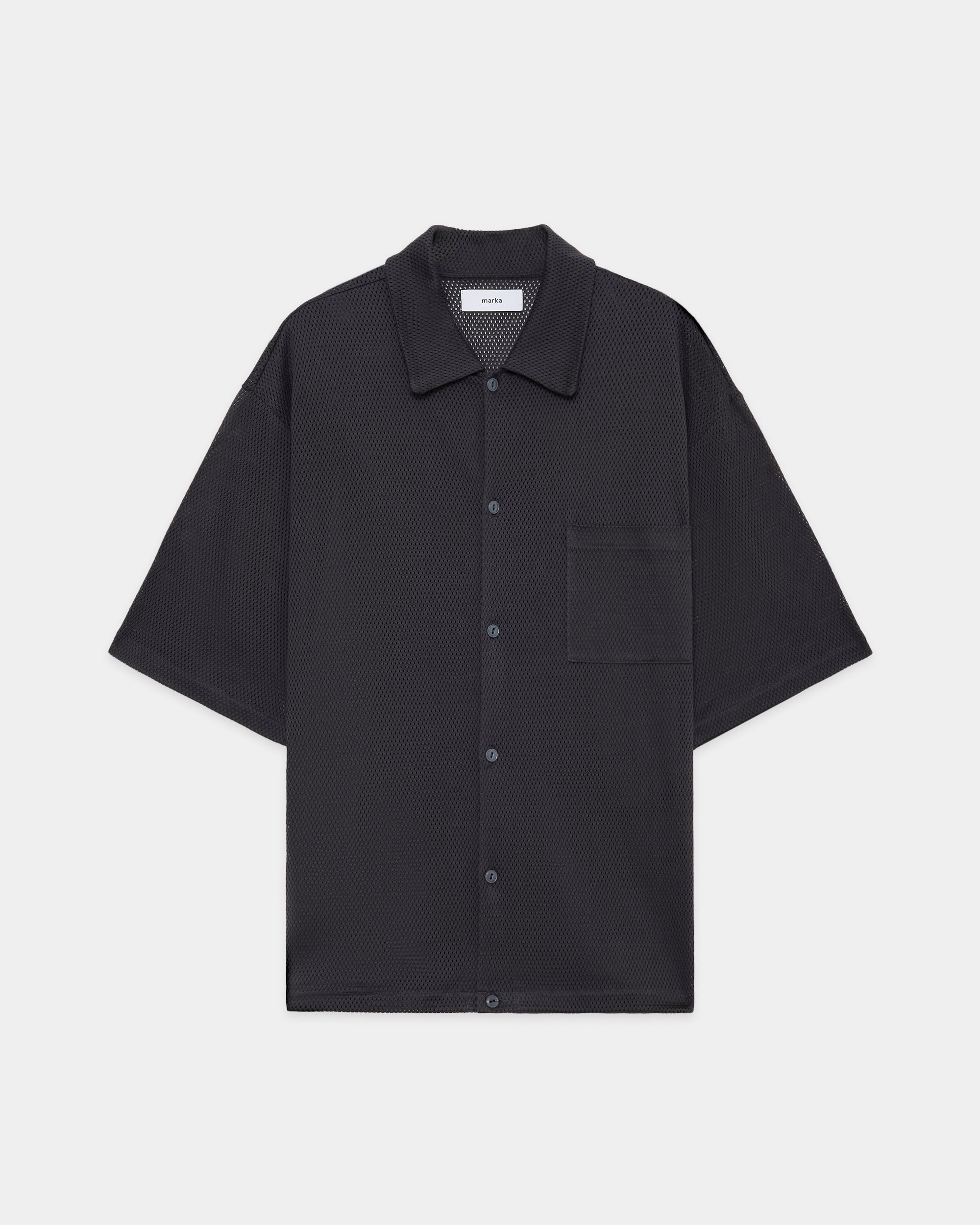 40/2 オーガニックコットンメッシュ / オープンカラー S/S ニットシャツ, Silver Gray