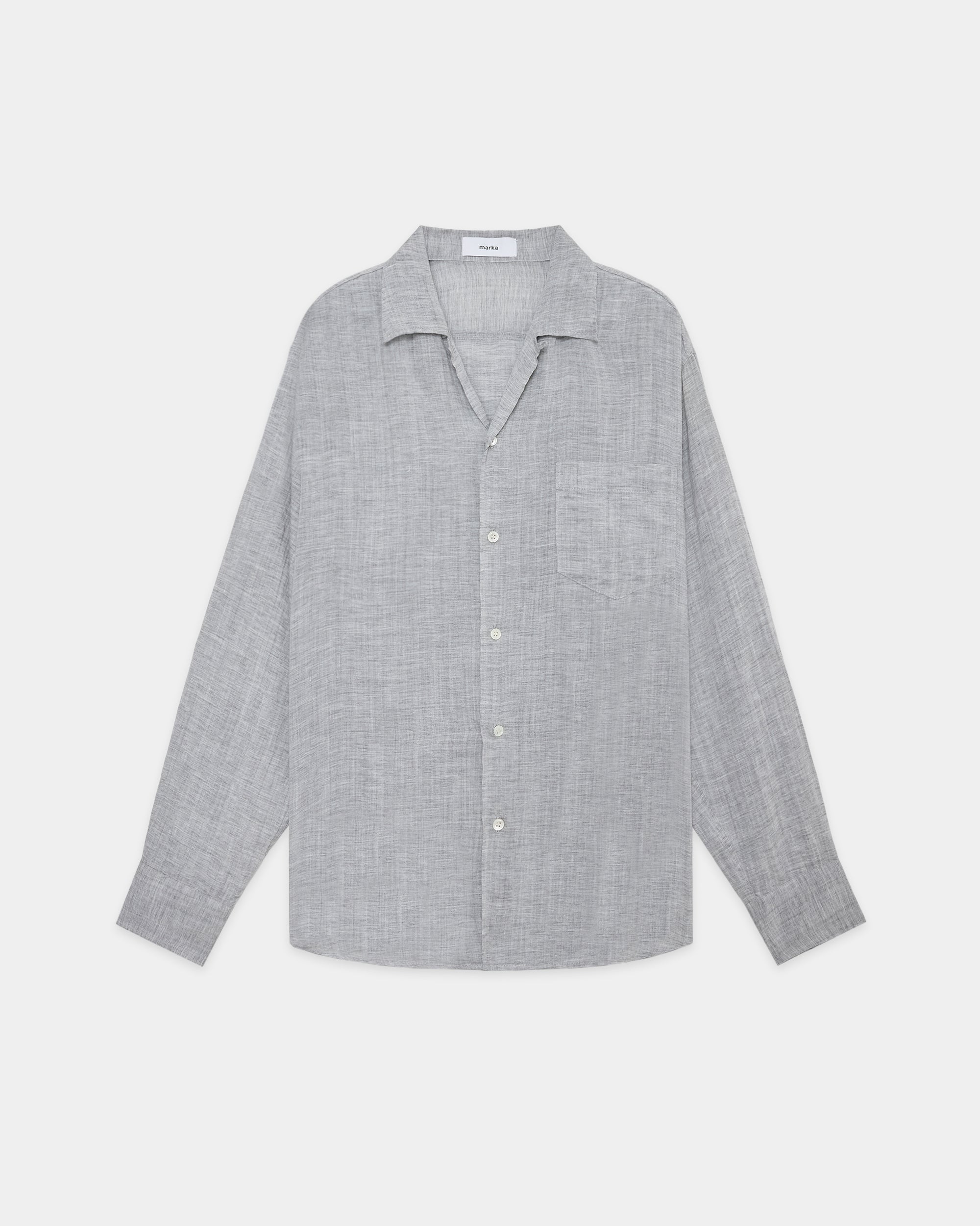 ラミーシャンブレー / オープンカラー L/S シャツ, Gray