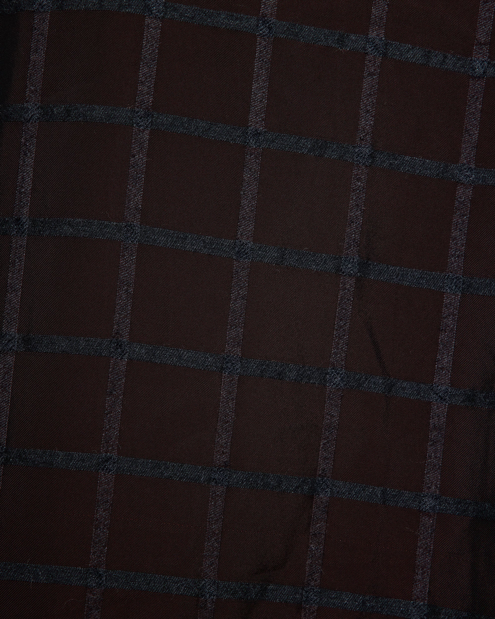 キュプラウールツイル / セミスプレッドカラーシャツ, Brown Check