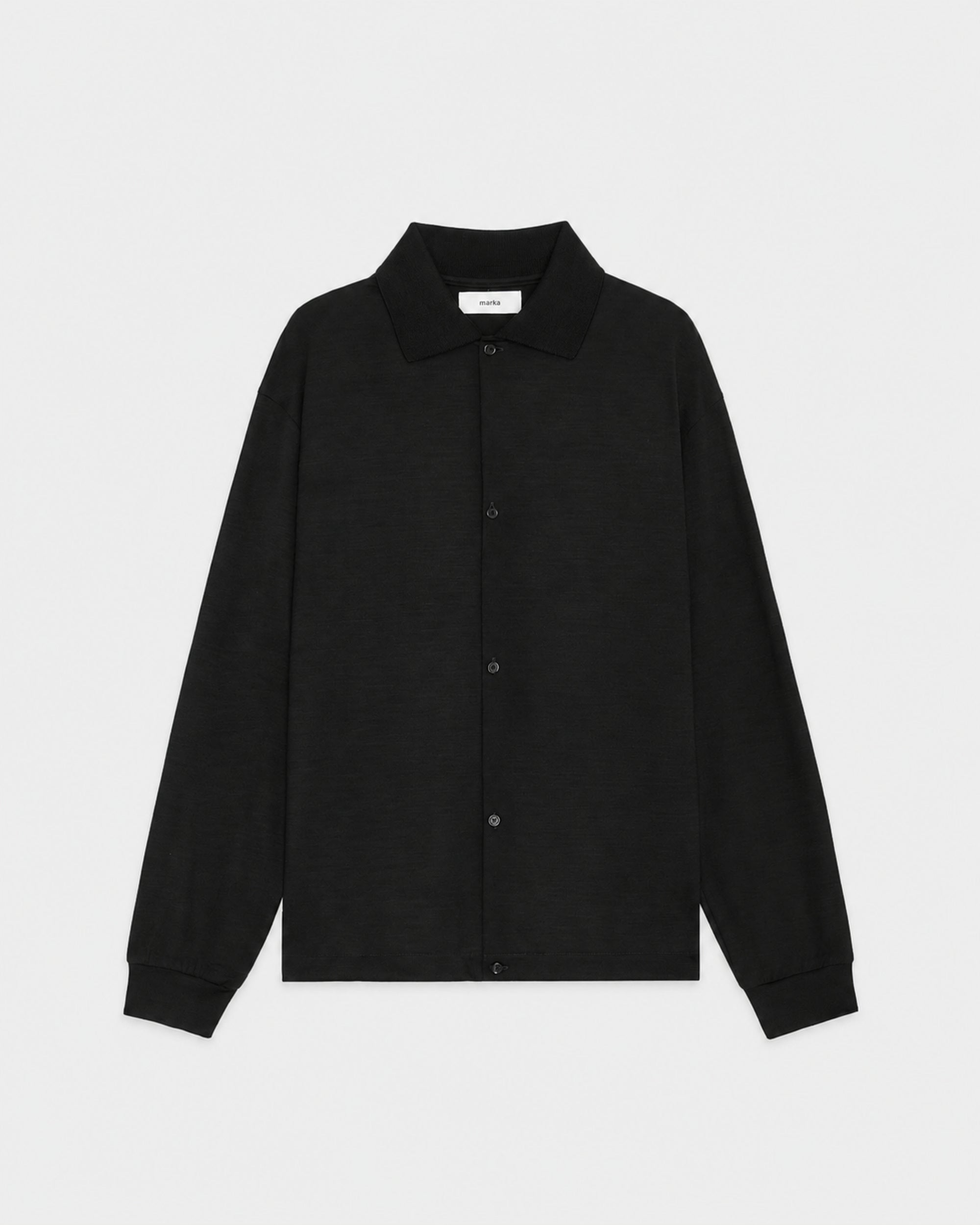 【PARKING別注】スーパー100s ウォッシャブルウール天竺 / シャツカーディガン, Black