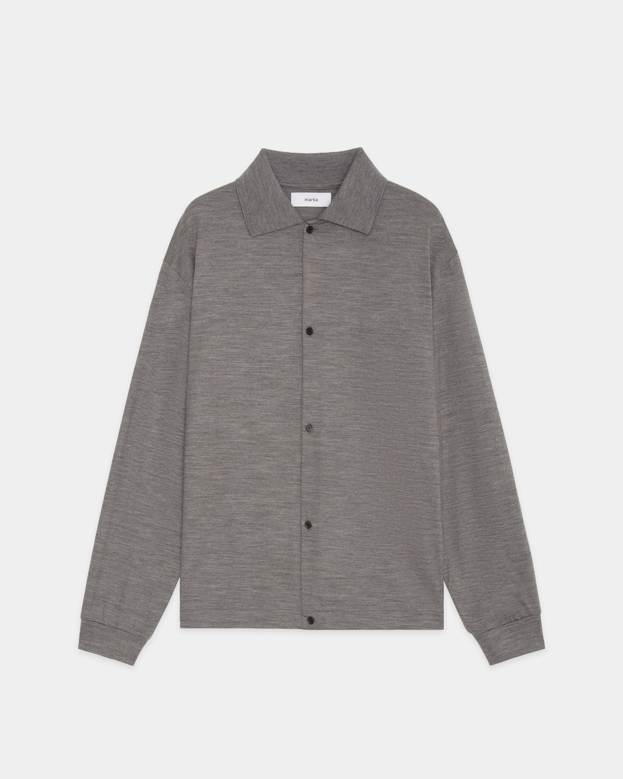 Super 100s Washable Wool Jersey / Shirt Cardigan, Top Gray