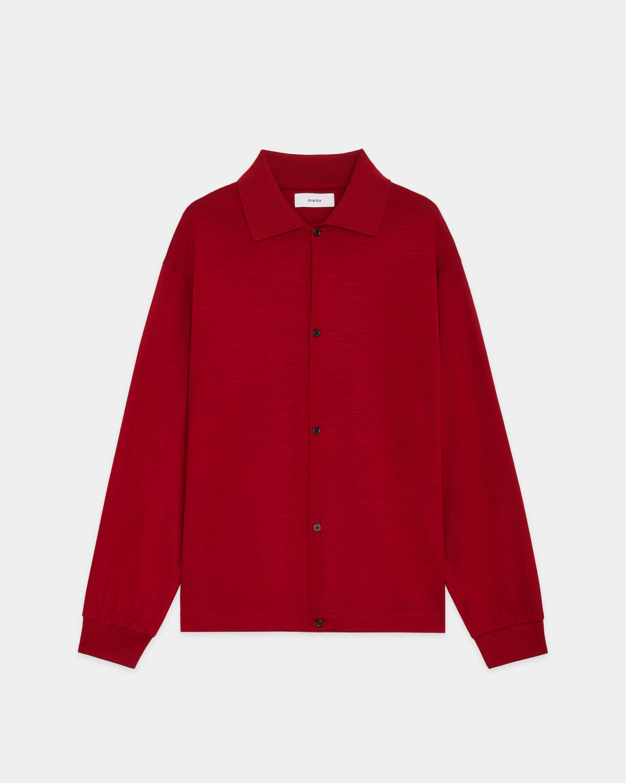 Super 100s Washable Wool Jersey / Shirt Cardigan, Red