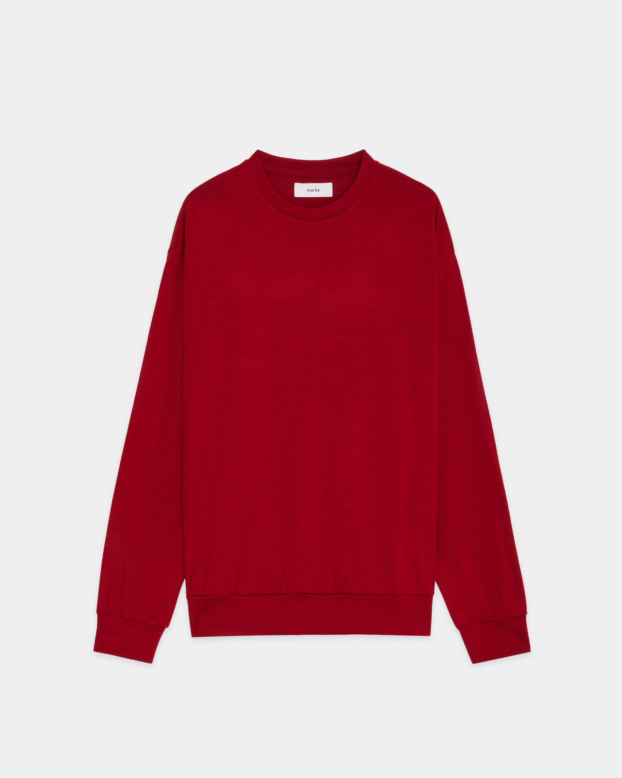 Super 100s Washable Wool Jersey / Crew Neck L/S Tee, Red