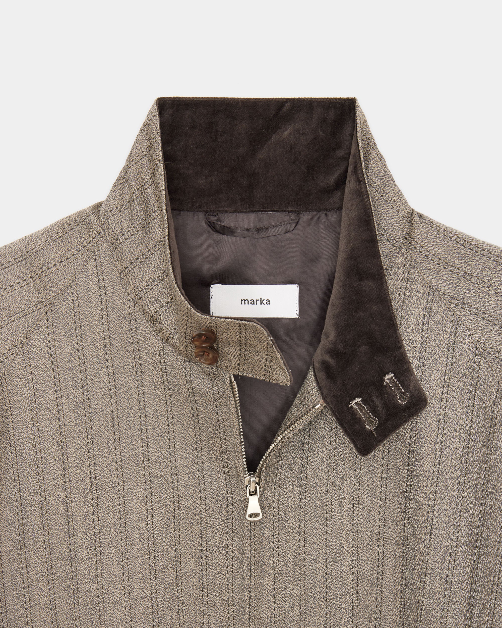 Organic Wool Twisted Melange Herringbone / Dog Ear Jacket, Greige