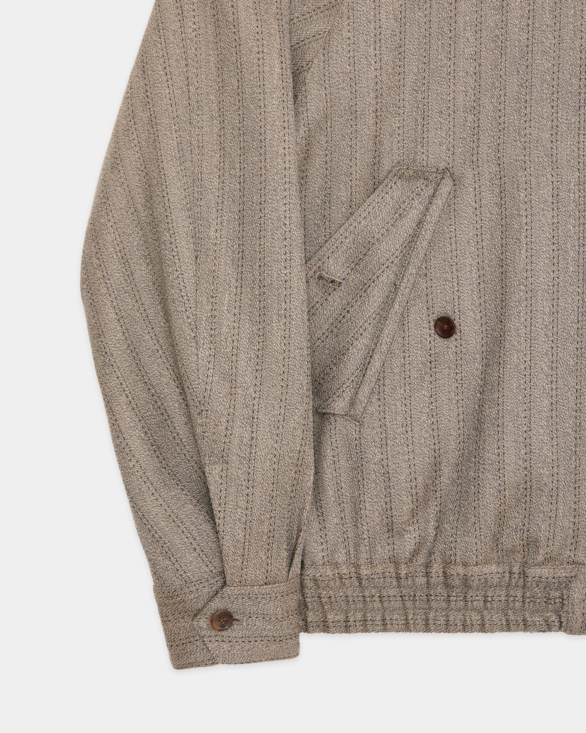 Organic Wool Twisted Melange Herringbone / Dog Ear Jacket, Greige