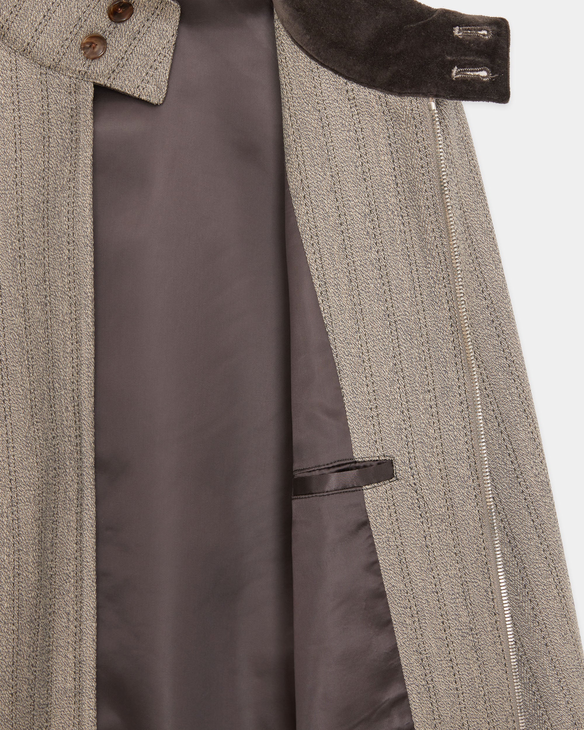 Organic Wool Twisted Melange Herringbone / Dog Ear Jacket, Greige