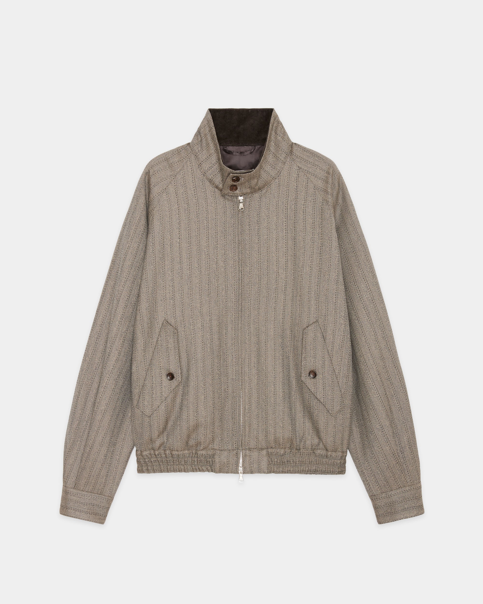 Organic Wool Twisted Melange Herringbone / Dog Ear Jacket, Greige