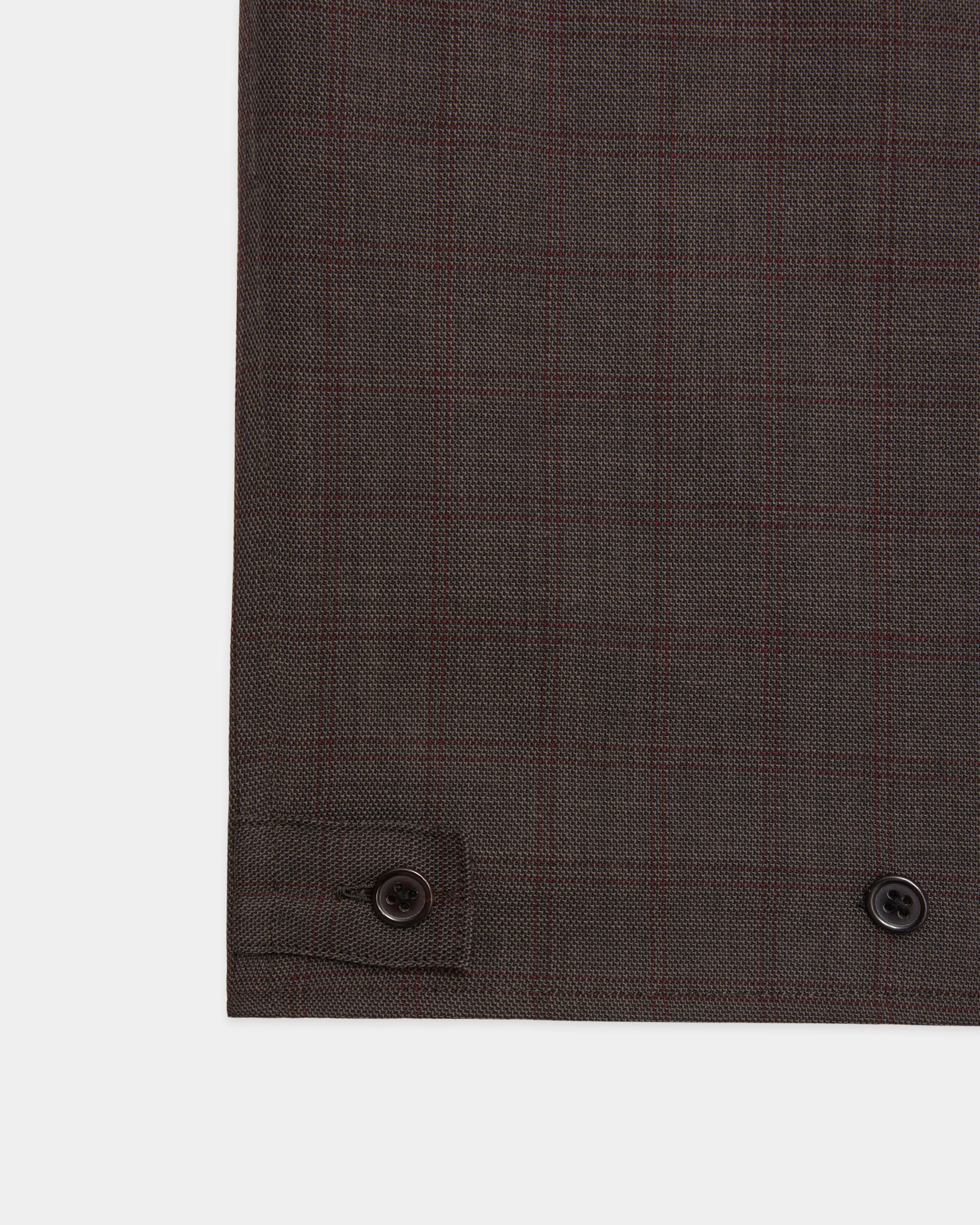 RWS Super 140s ウール強撚サージ / オープンカラー L/S シャツ With Hem Tab, Gray Plaid
