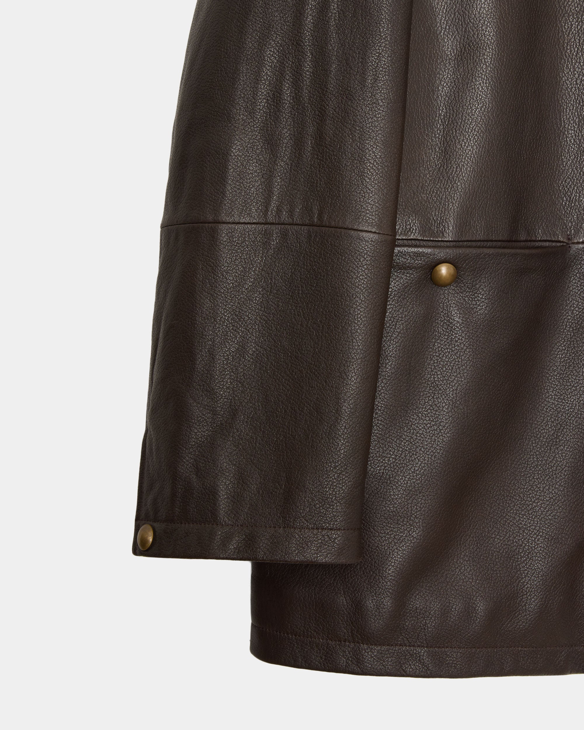 Pebbled Sheepskin / Leather Zip Car Coat, Brown