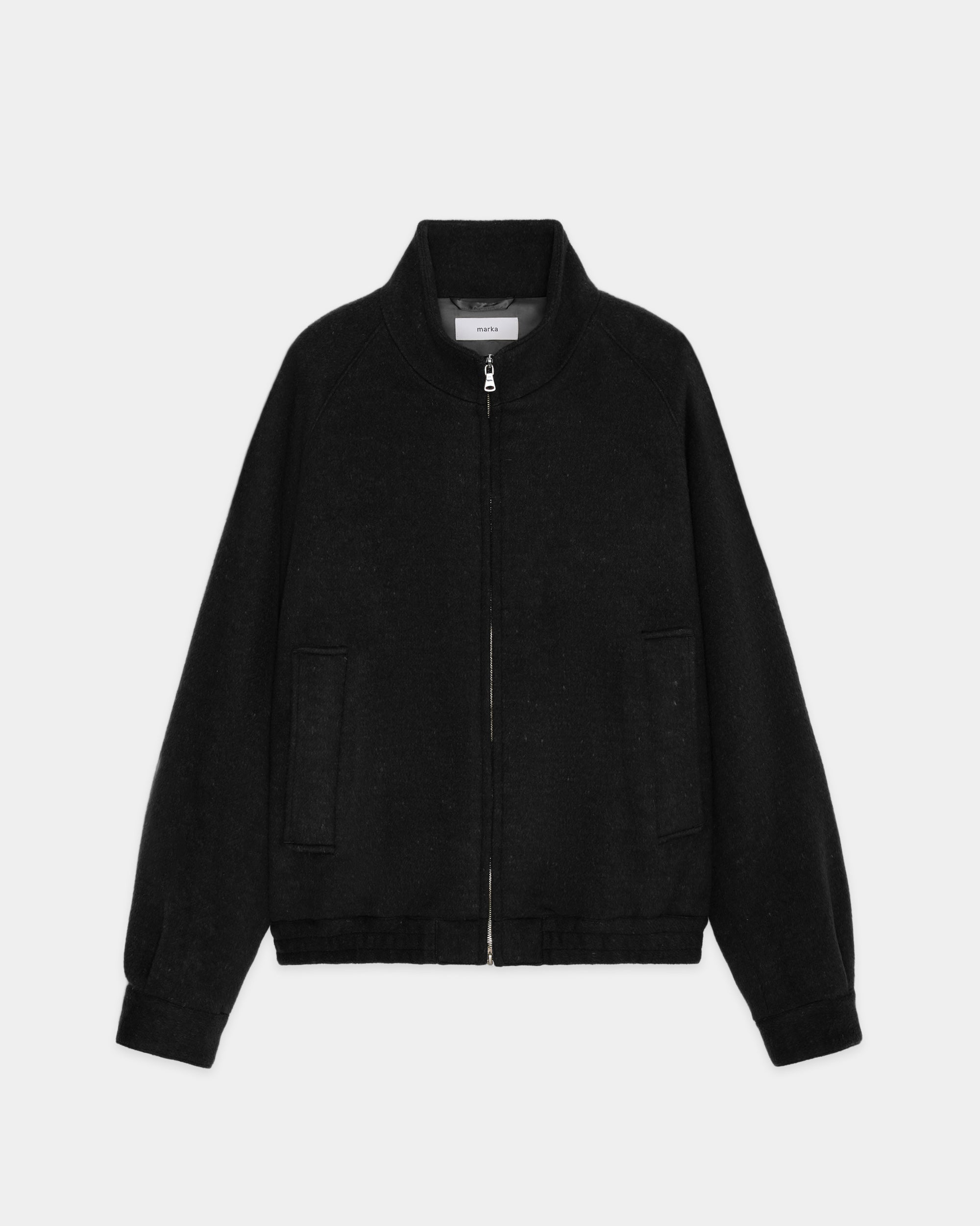 Wool Silk Double Cloth / Track Jacket, Black