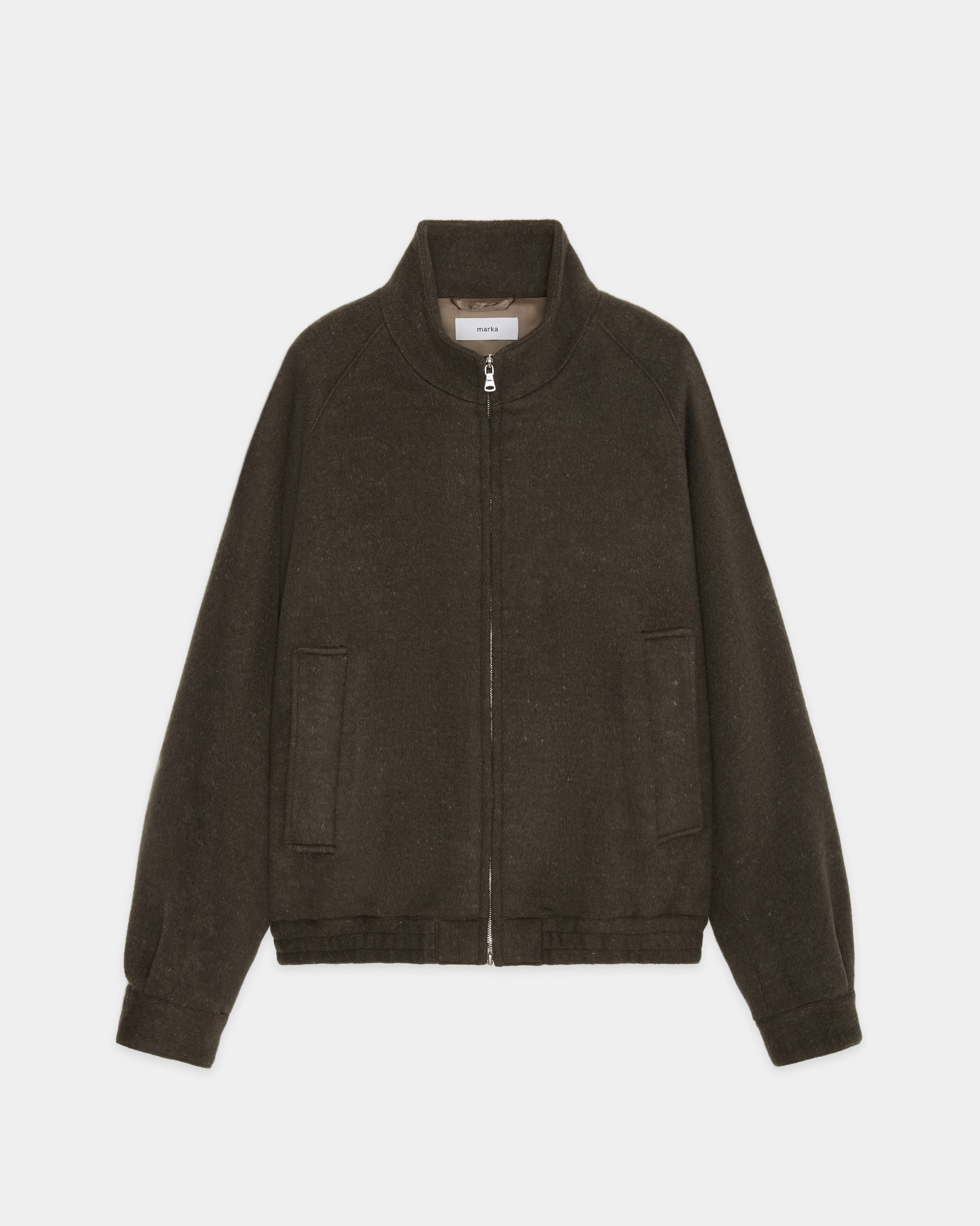 Wool Silk Double Cloth / Track Jacket, Top Olive