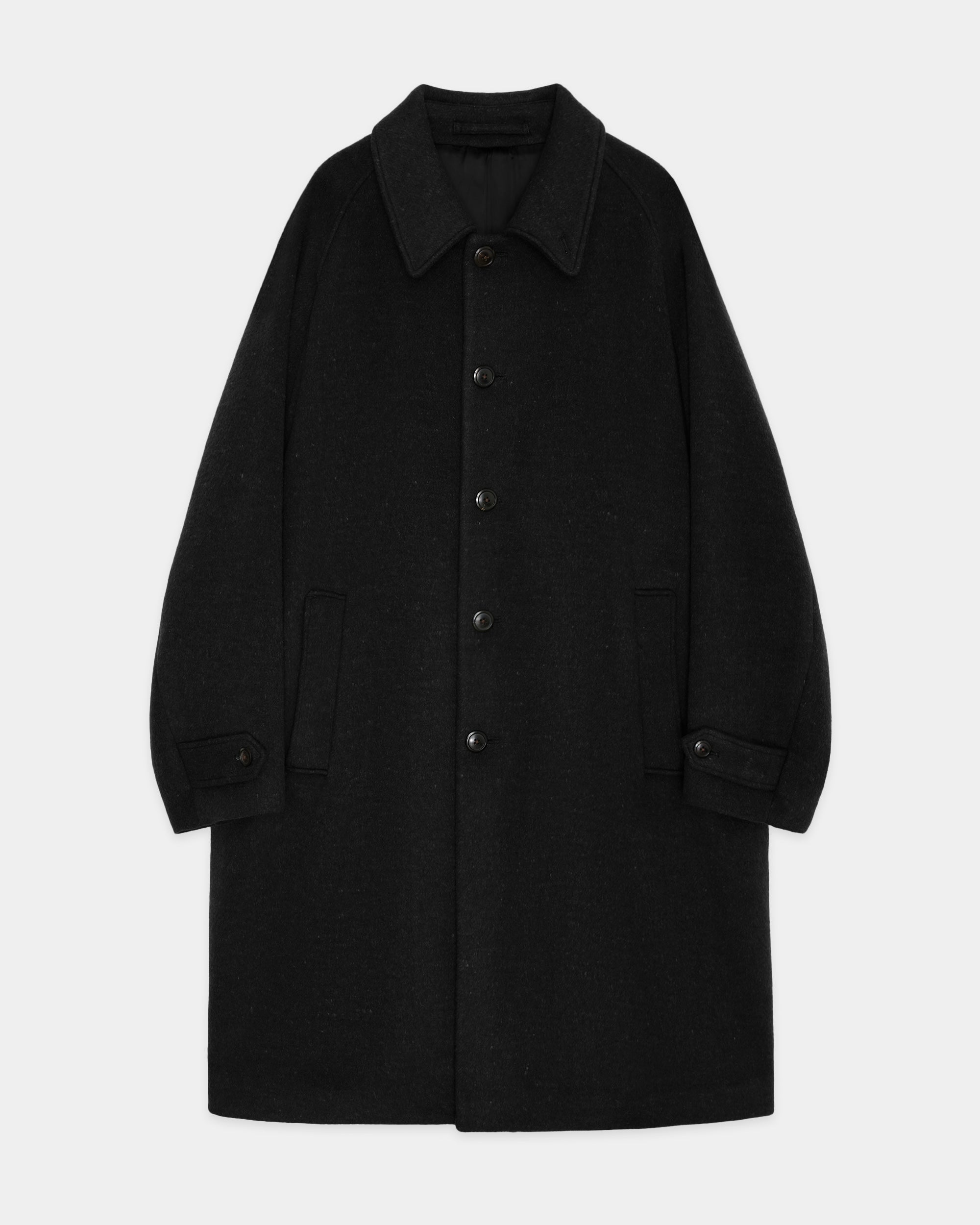 Wool Silk Double Cloth / Walk Around Overcoat, Black