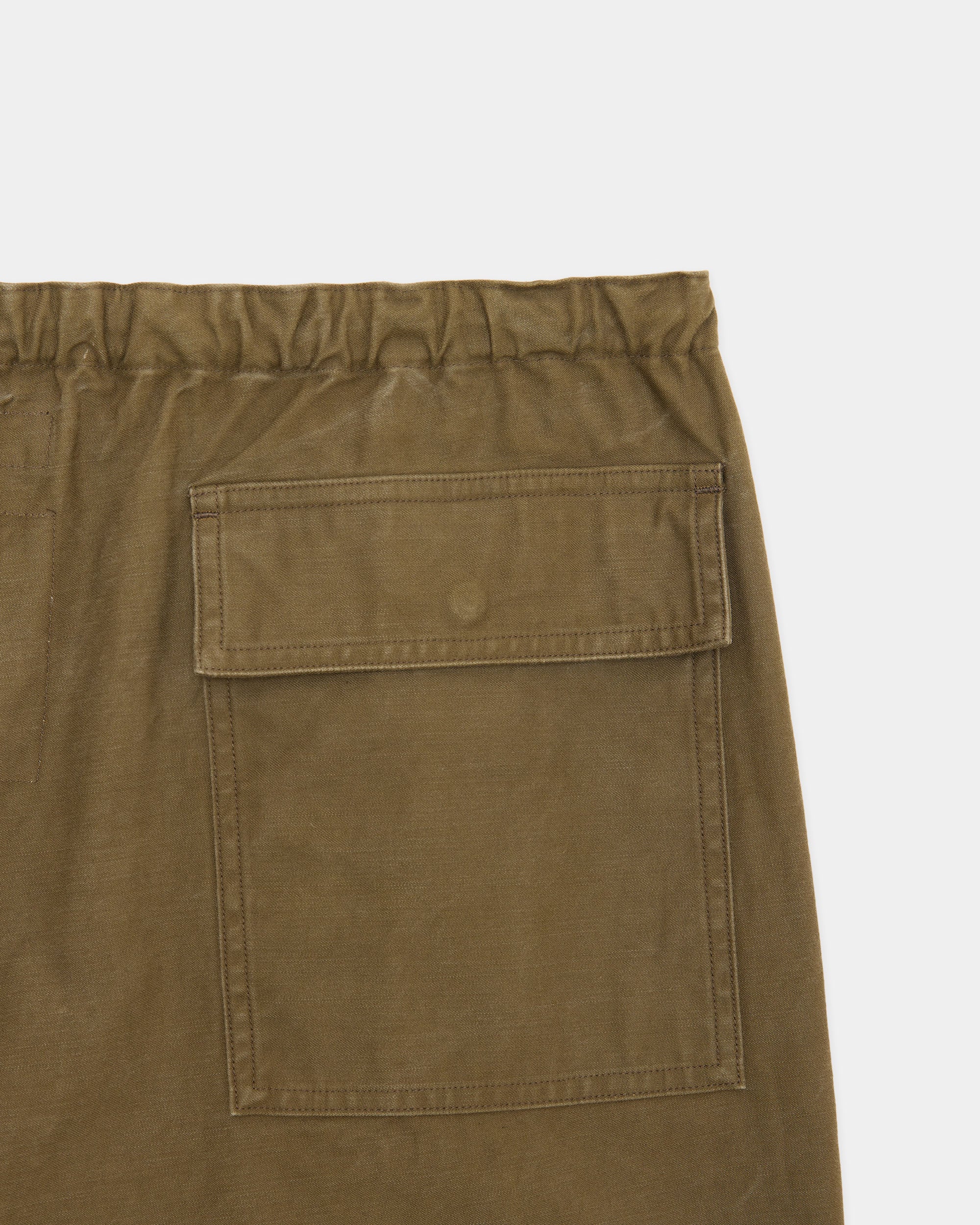 Organic Cotton Back Satin / Wide Over Pants, Olive