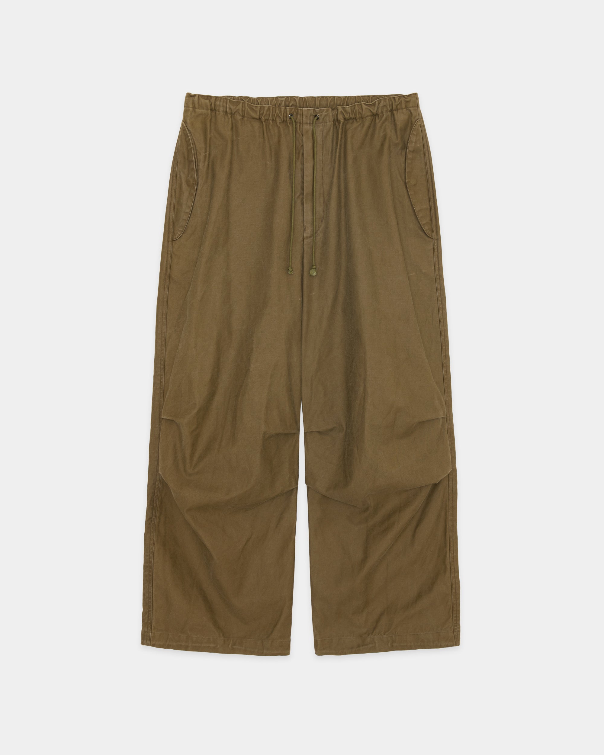 Organic Cotton Back Satin / Wide Over Pants, Olive