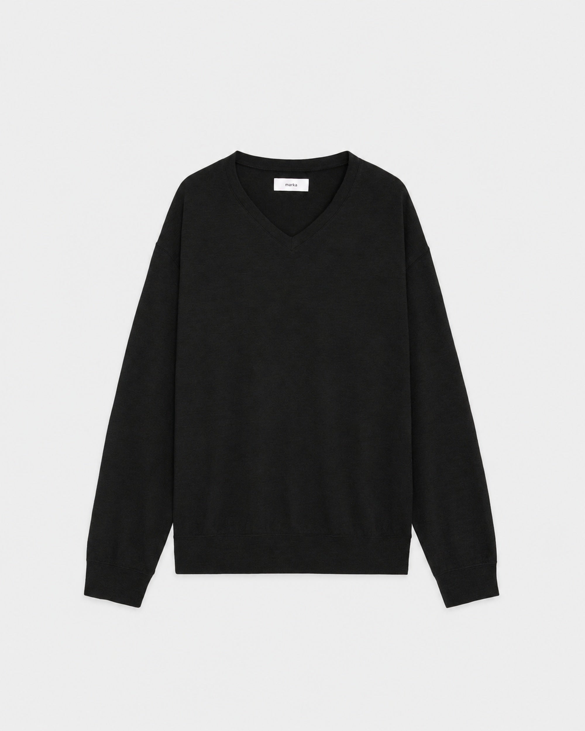 【PARKING Exclusive】Super 100s Washable Wool Jersey / V-Neck  L/S Tee, Black