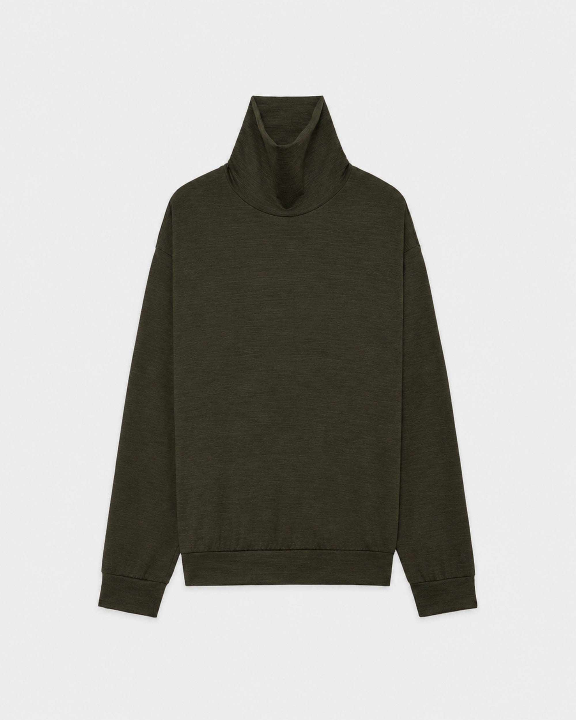 【PARKING別注】スーパー100s ウォッシャブルウール天竺 / タートルネック, Dark Olive