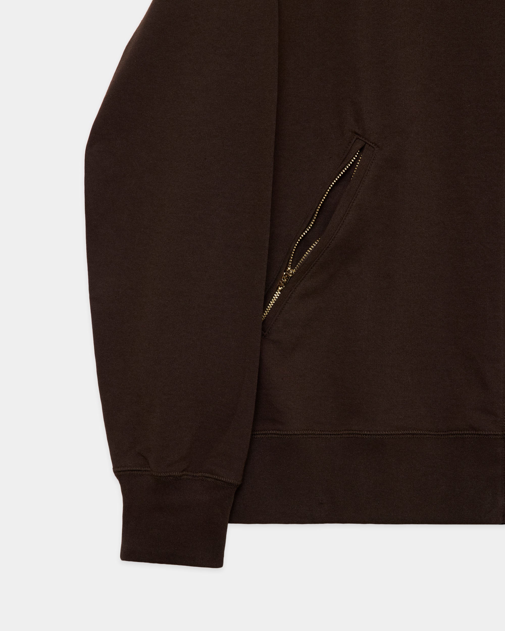 Organic Cotton Open-End Yarn Inlay Brushed / Zip Polo, Brown